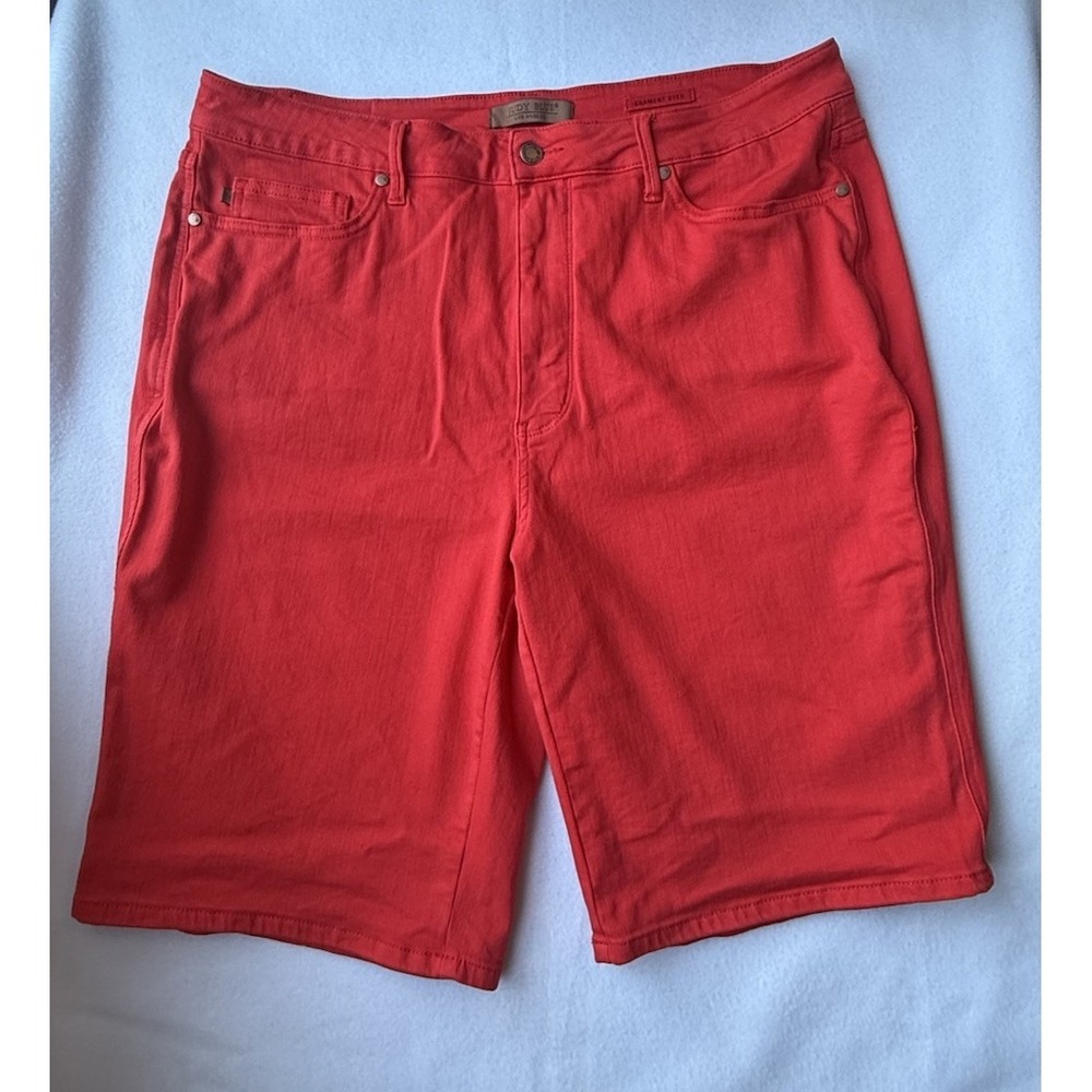 Judy Blue Red Garment Dyed Denim Shorts Plus Size 4XL JB150279 High Rise Stretch